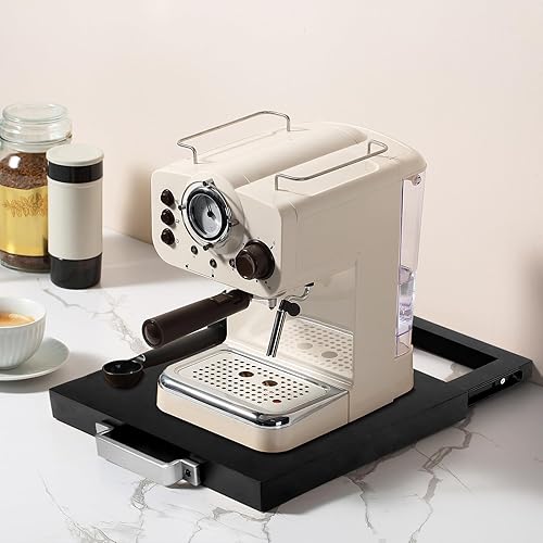 Miniatura 5 de Deslizador de electrodomésticos de madera con ruedas rodantes, soporte para cafetera para organización de mostrador de cocina, compatible con