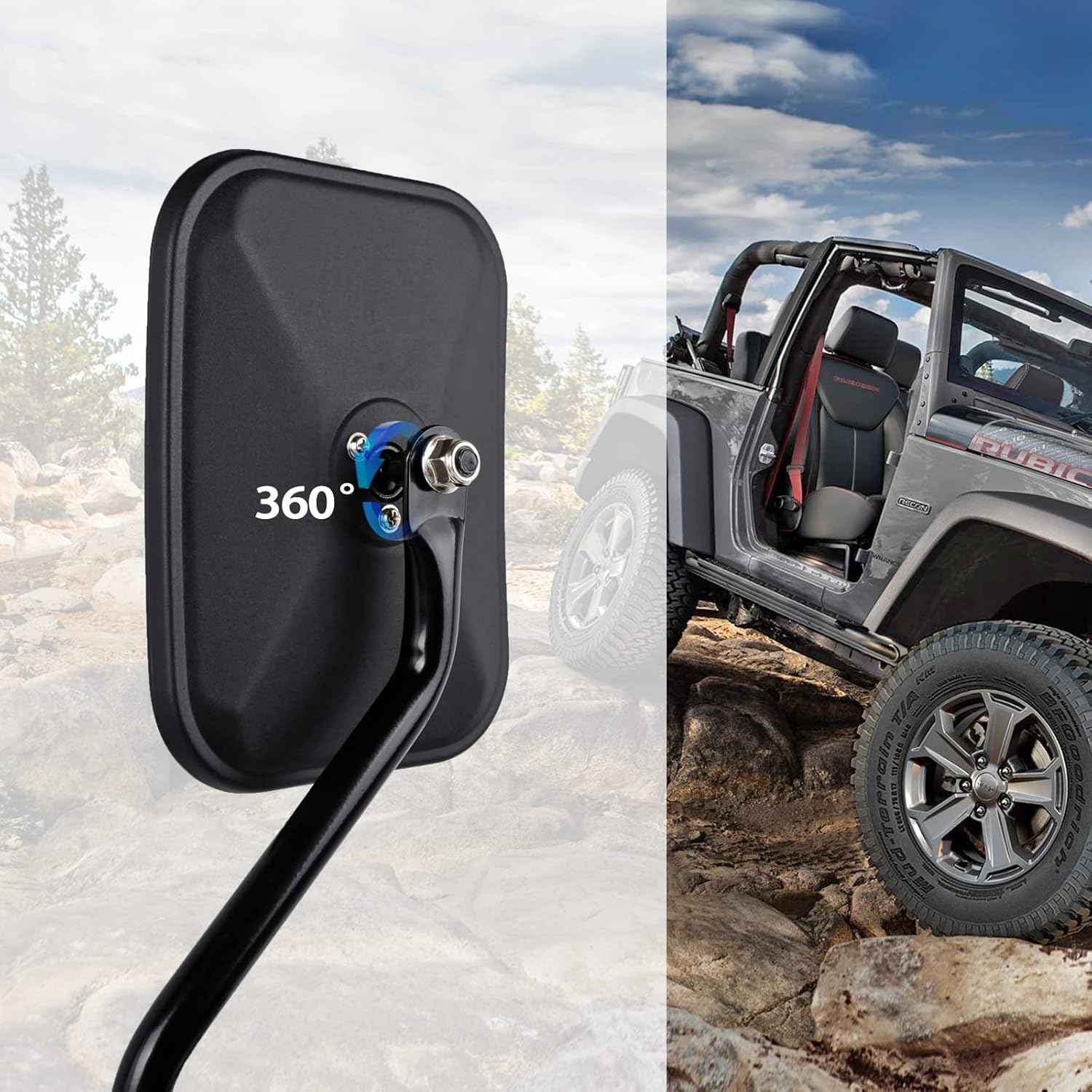 Xislet Door Off Mirror Replacement for Jeep Wrangler JK CJ YJ JL & Unlimited Doorless Side Mirrors - Quicker Install Door Hinge Mirrors for Jeep Safe Doors Off Driving
