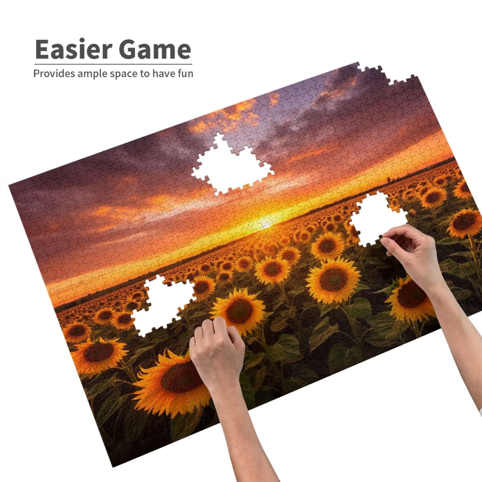 Puzzle 2000 Teile, Puzzle Erwachsene, Holzpuzzle Blumenmeer Impossible Jigsaw, Clevere Rätsel, Farbe Jigsaw mit Geschenkbox Verpackung for Room Decor, Geschenke für Frauen Sonnenblume 100x70cm p-1675