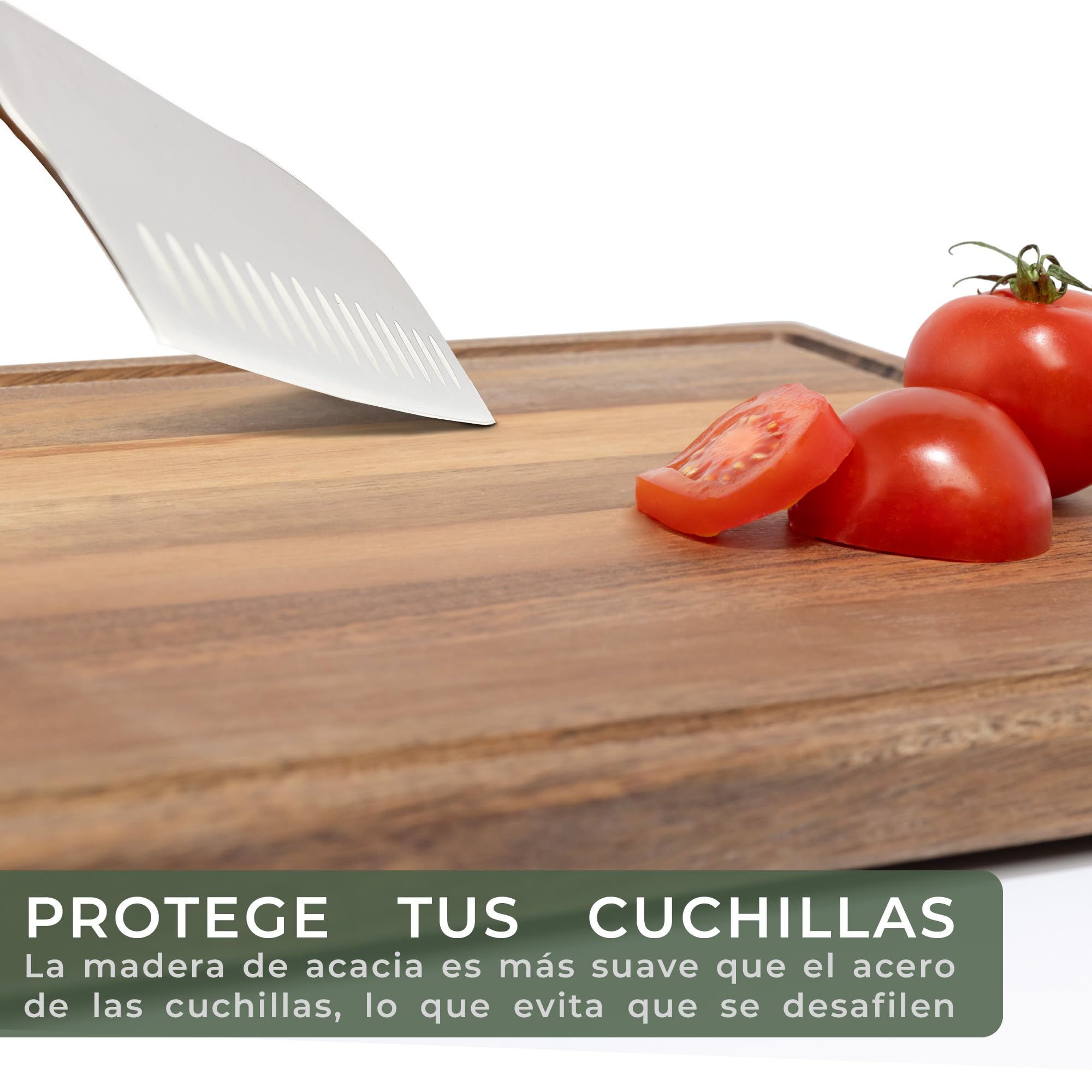 WALDWERK Tablas de Cocina (40x30 / 33x24 / 26x18 cm) de madera maciza de acacia – Juego de 3 tablas de cortar con soporte – Tabla cortar cocina de 2 cm de grosor con canal para jugos – Tablero madera