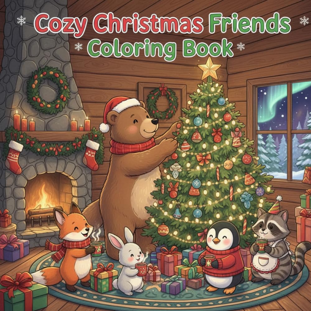 Cozy Christmas Friends Coloring Book: christmas coloring book | +40 coloring pages | Kids Teens Adult