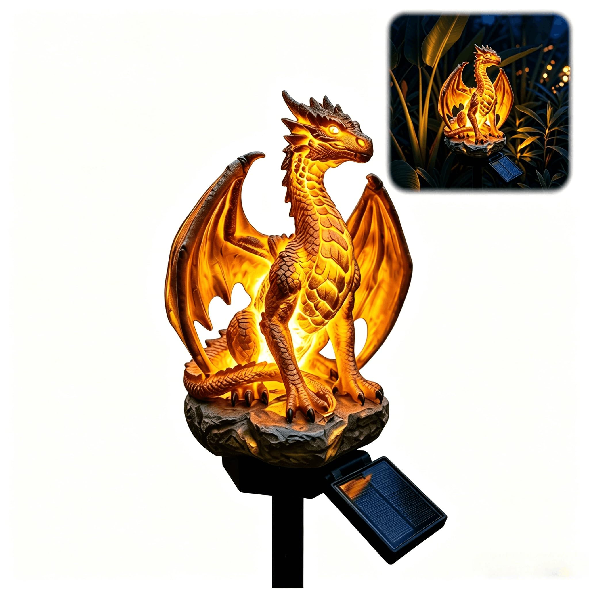 Solar Dragon Garden Light Resin Outdoor Statue Ornament (1pc) — image 1