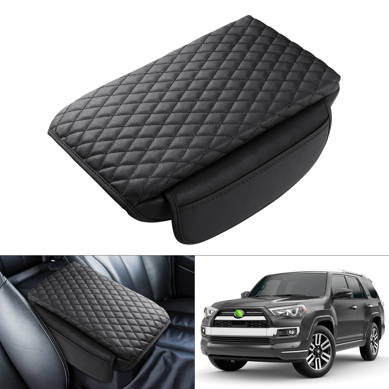 Shademax Center Console Cover Car for Toyota 4Runner 2024 2023-2020 Accessories, Automobile Armrest Cover Cushion Pad PU Waterproof with Side Storage Pocket for Console Lid Protector Anti-Scratch