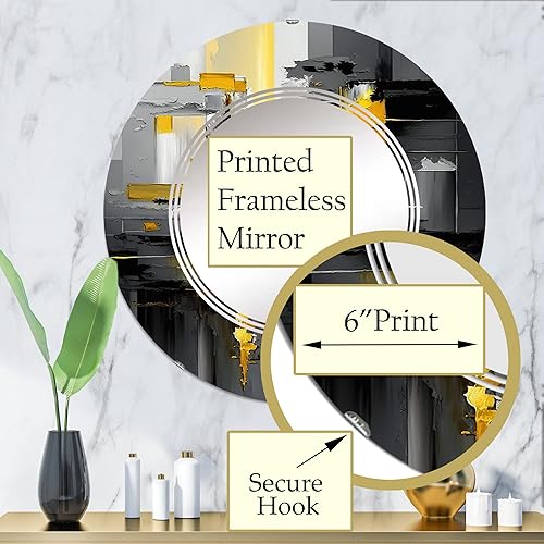 Miniatura 3 de DesignQ Espejo de tocador abstracto geométrico negro y amarillo en V, espejos de baño, espejos de pared para sala de estar, dormitorio, espejo