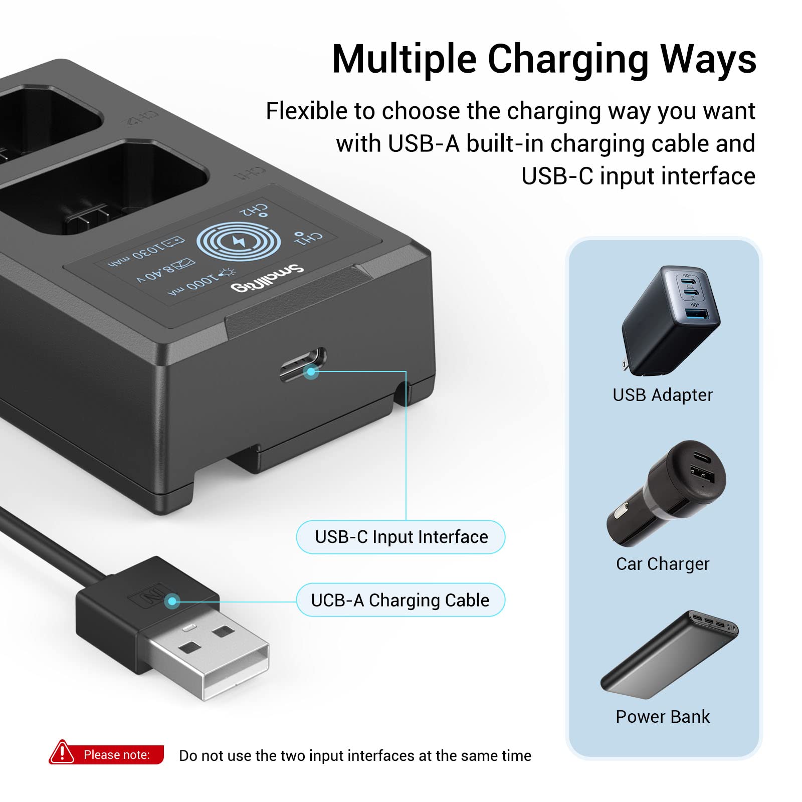 SMALLRIG Batteries de Rechange pour Appareil Photo et Chargeur d'Ecran LCD (Lot de 2), Compatible avec NP-FW50 pour Sony A6000, A6500, A6300, A6400, A7, A7 II, A7R II, A7S II, A7S, A7R - 3818