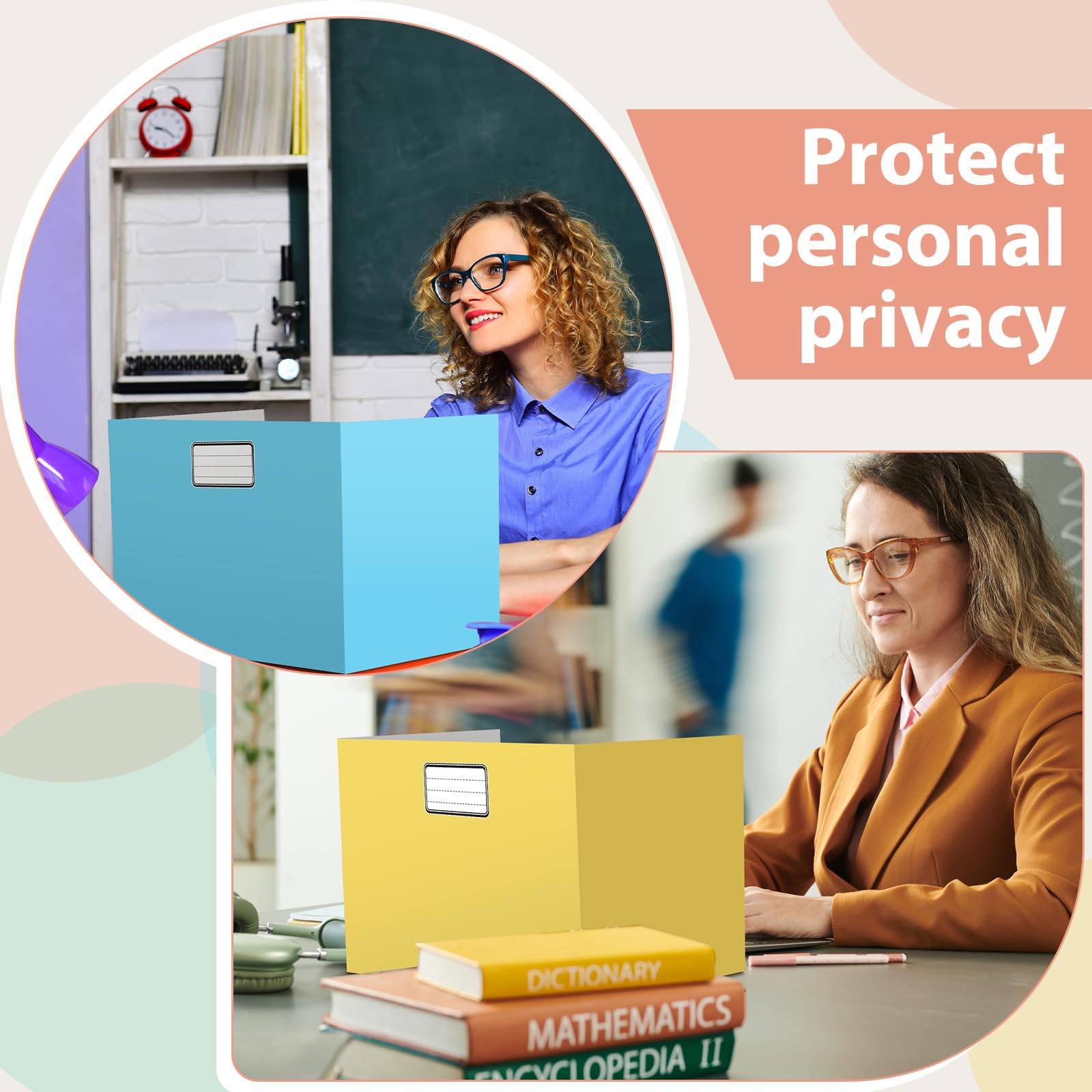 Sabary Confezione da 24 cartelle per la privacy per studenti, divisori da scrivania, divisori per test, in cartone rivestito per la privacy, per aule e insegnanti, per evitare che gli occhi si muovano