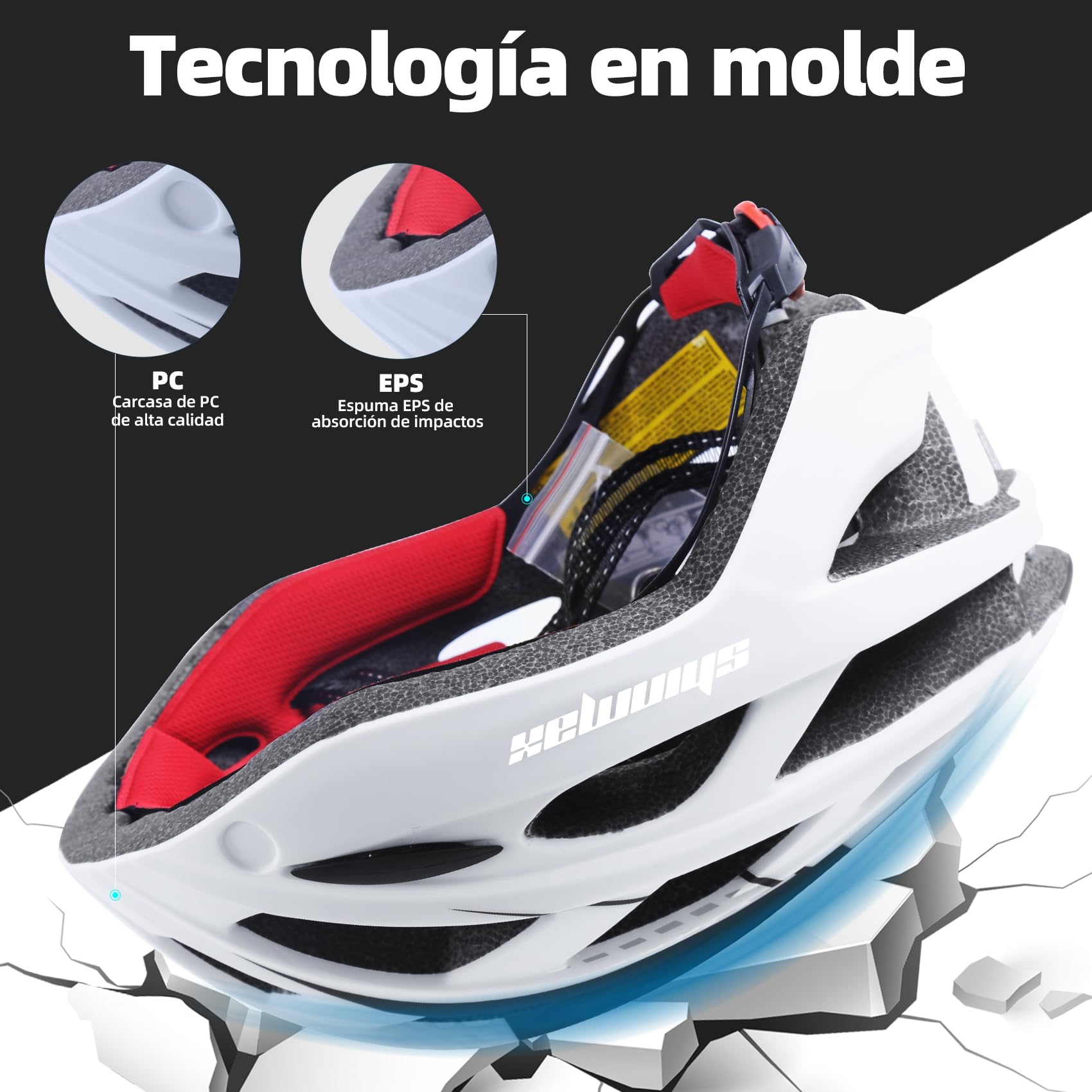 Shinmax Casco Bicicleta Adulto con Luz Casco MTB con Visera Magnética Desmontable Gafas Ajustable Seguridad de Protección para Montaña Casco Ciclismo Ultraligero Casco Bici Unisex Hombre Mujer NR-096