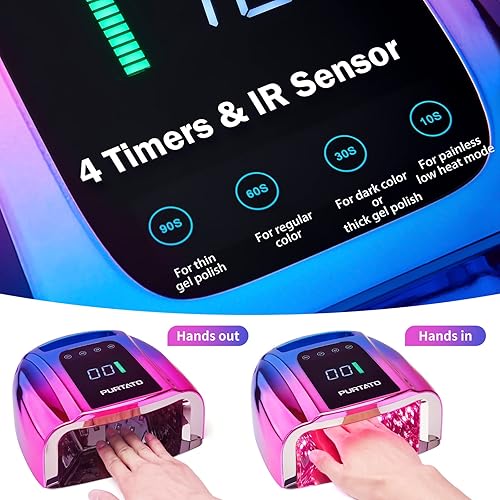 Miniatura 3 de Luz UV inalámbrica portátil profesional recargable de 96 W UV LED para máquina de lámpara de uñas con parte inferior de acero inoxidable extraíble