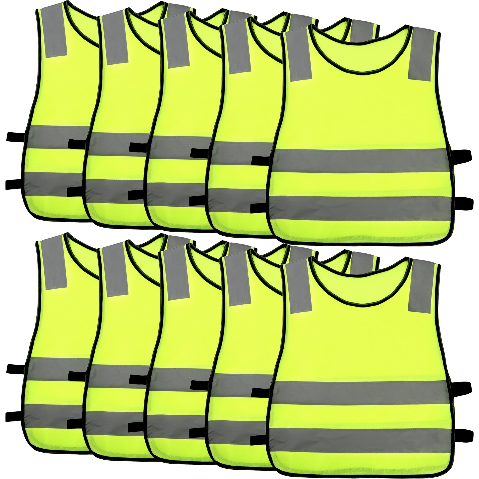 10 Pack Kids Hi Vis Vests Child High Visibility Vest Bulk Children Hi Vis Construction Safety Vests with Reflective Strips for Boys Girls Outdoor Activities Cosplay Supplies