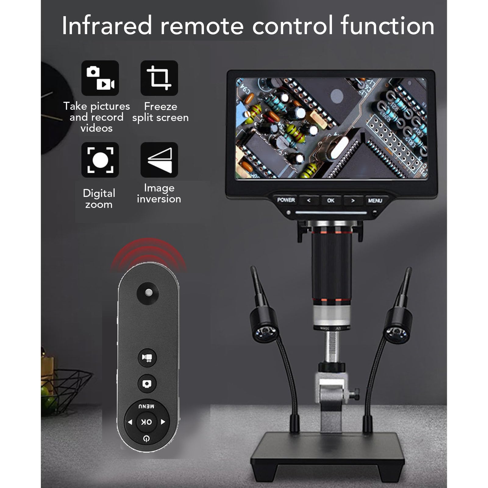 Microscopio Digital ElectróNico Led De 7 Pulgadas, Microscopio De Soldadura 1080p HD 528x, Kit De Microscopio BiolóGico, Microscopio BiolóGico Repaie ElectróNico