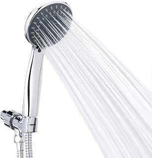 Briout High Pressure Handheld Shower Head with 5 Settings, Powerful Spray for Low Water Flow, Stainless Hose & Adjustable Bracket