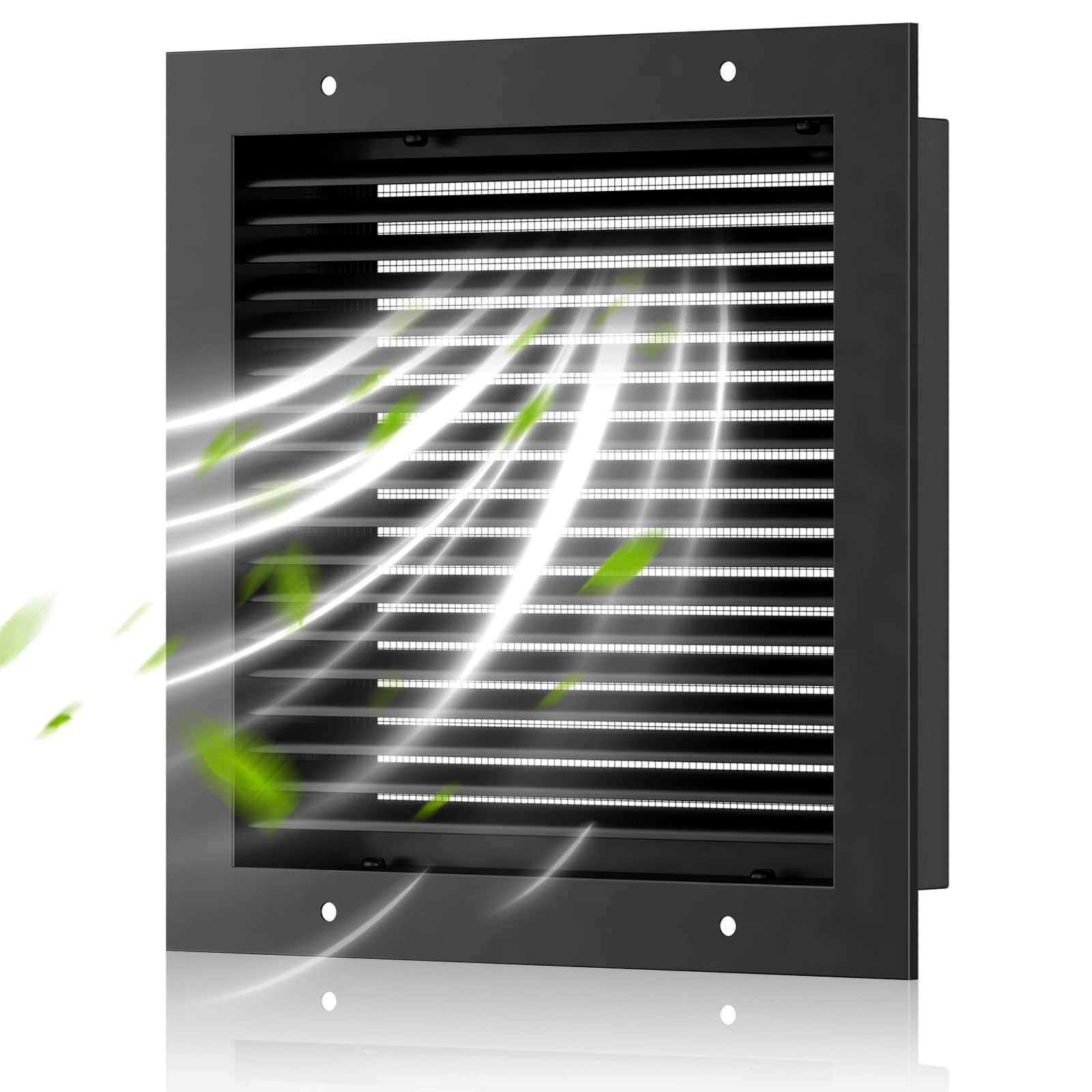 16"w X 16"h Shed Vent, Hon&Guan Aluminum Alloy Gable Vent, Door Vents for Interior Doors Dryer Vent Covers for Wall House[Vent Openning: 13.9"x 13.9"h], Black