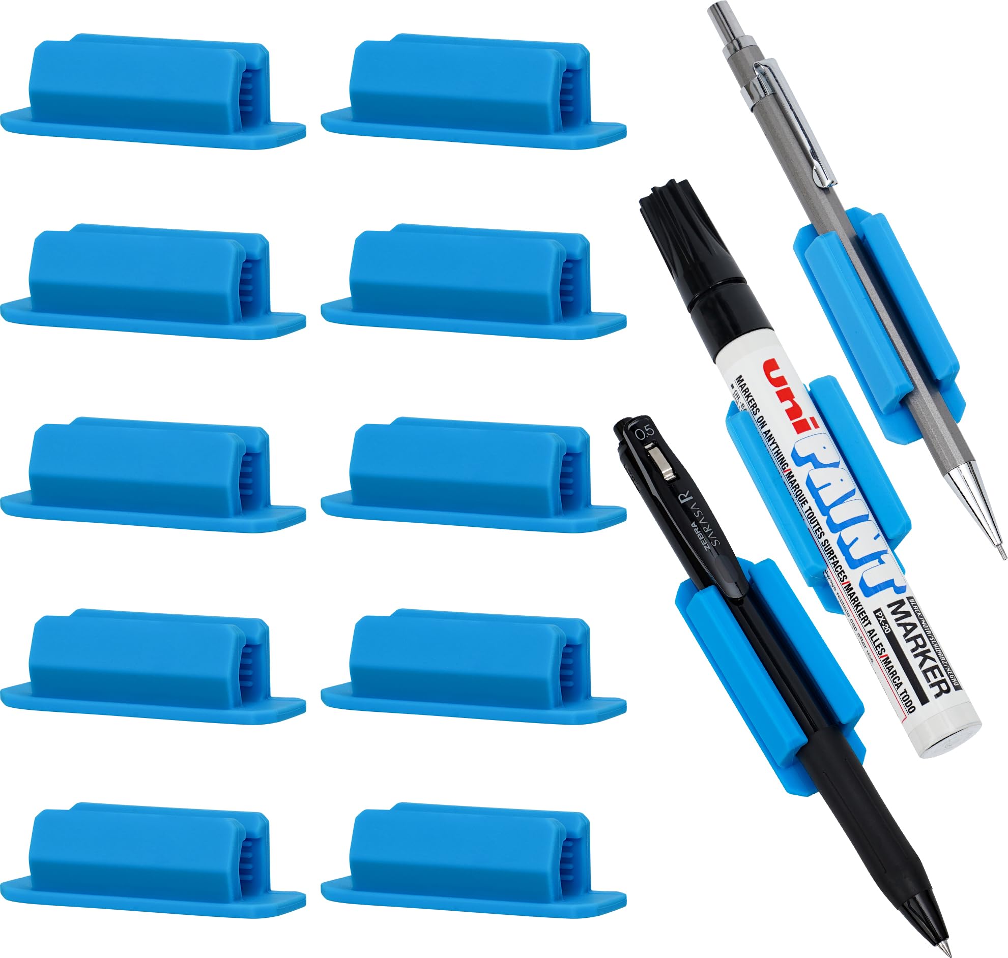 HSIXHAF 5 Pcs Soportes Para Bolígrafos De Escritorio, Soporte Para Bolígrafos, Soporte Para Bolígrafos Para Fijación De Portapapeles En El Aula, Soporte Autoadhesivo De Silicona (Negro