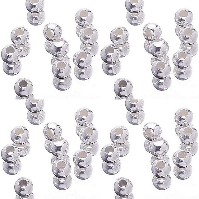 Angel Malone Nice Bright Silver Plated Round Metal Spacer Beads Jewellery Making Findings - UK Seller ((±) 450-500pcs. Tiny 2mm)