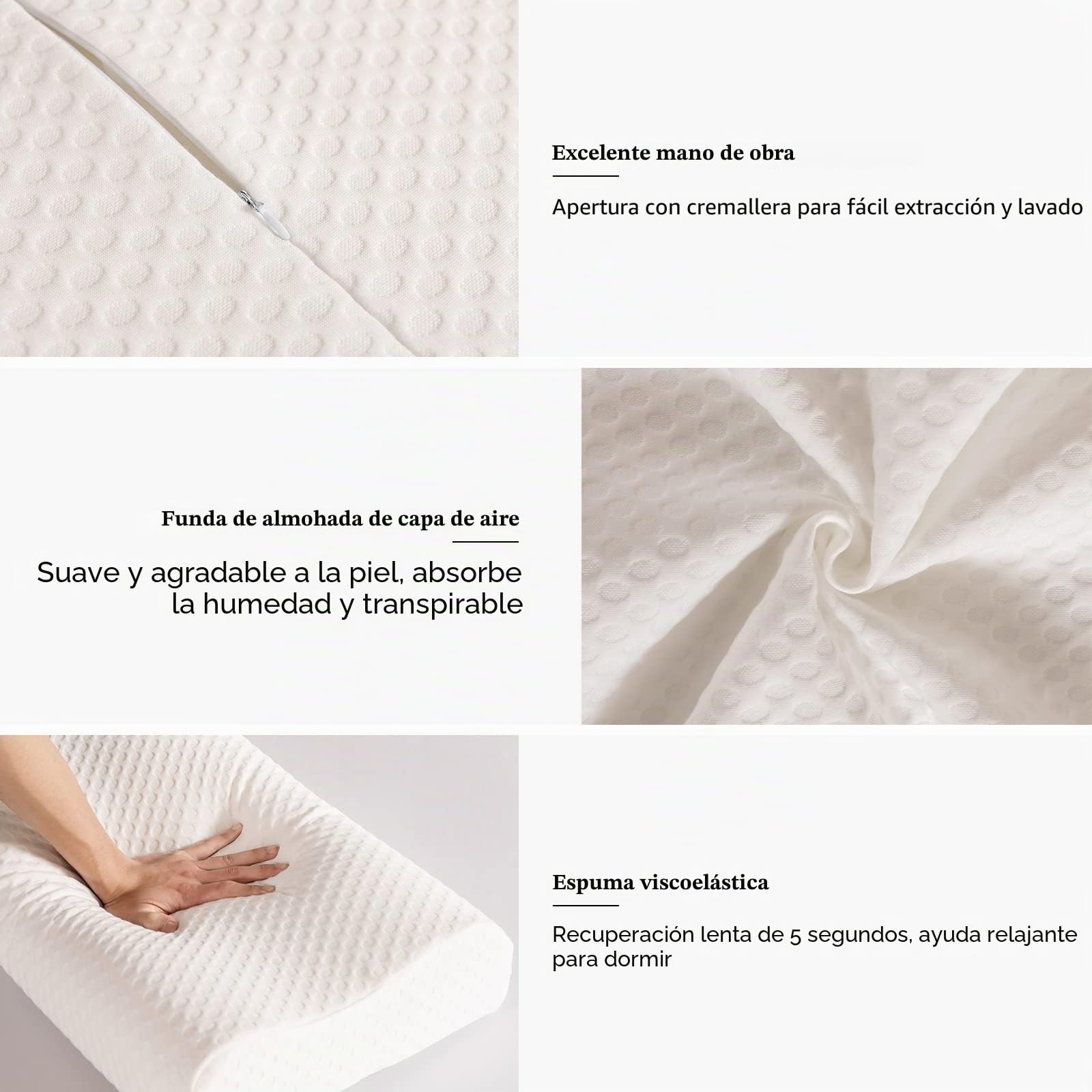 Good Nite Almohada de Espuma viscoelástica para el Contorno del Cuello, Almohada ortopédica Cervical ergonómica, Suave, Almohada Profunda para Dormir de Lado y Boca Arriba