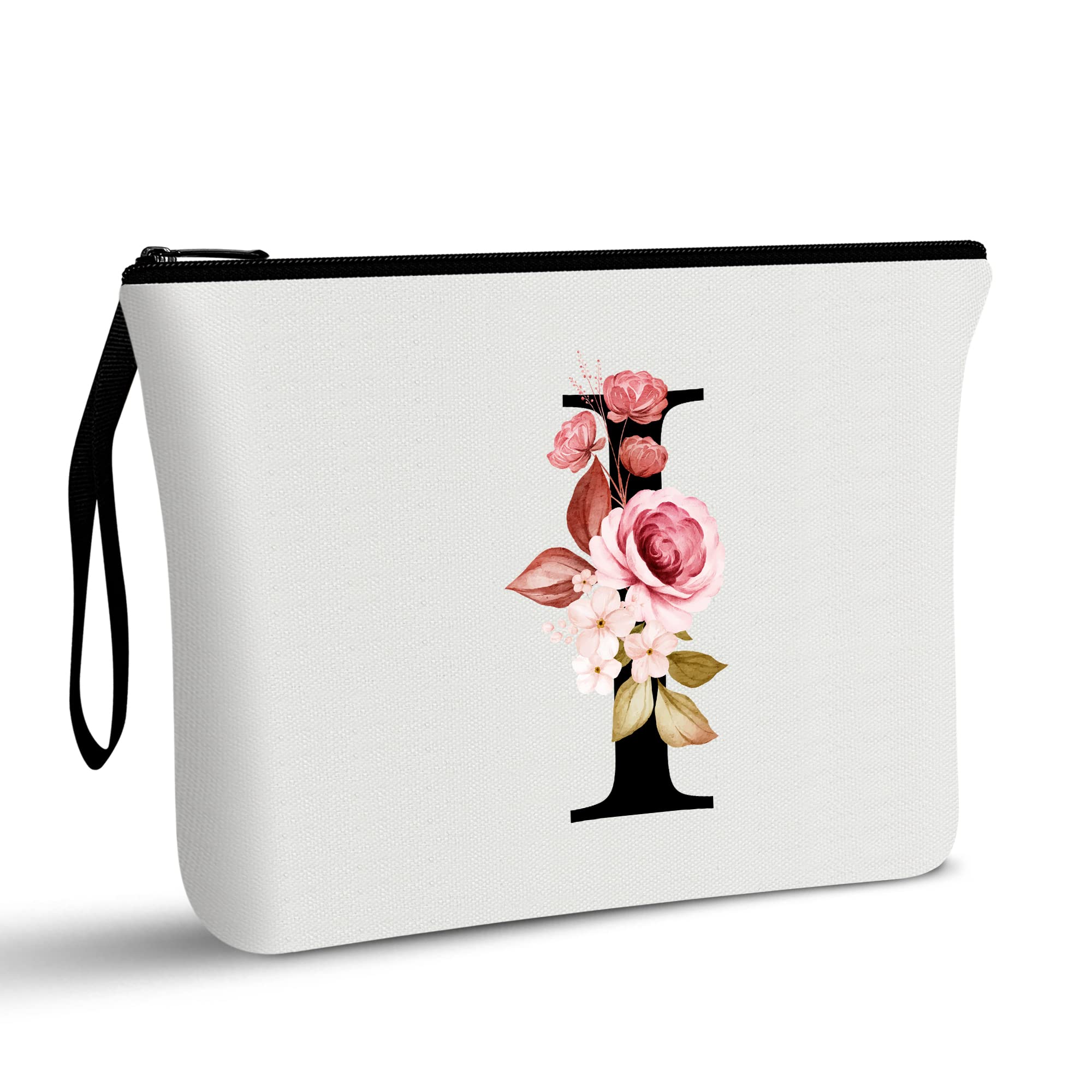 A-Z Personalized Makeup Bag,Birthday Gifts for Women Mom,Gifts for Best Friend,Bride Bridesmaid Cosmetic Bag(I)OEKO-TEX STANDARD 100