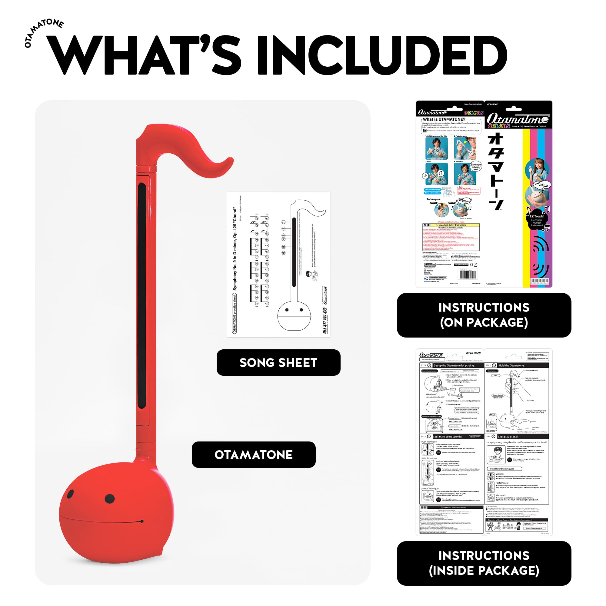 Otamatone Japanese Electronic Musical Instrument Portable Music Synthesizer from Japan by Maywa Denki Studio, Award Winning, Educational Fun Gift for Children, Teens & Adults - Red
