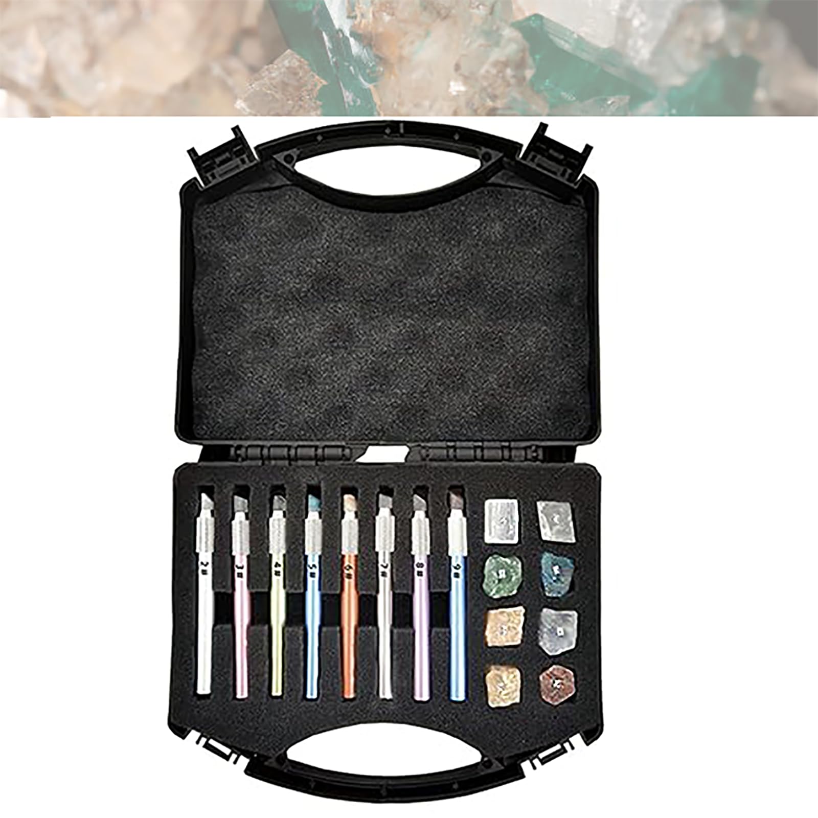 Mohs Hardness Test Kit, 2-9 Scratch Tester Hardness Test Pen, with Storage Box, for Industrial Mineral Identification Kit Gem Jade Jewelry