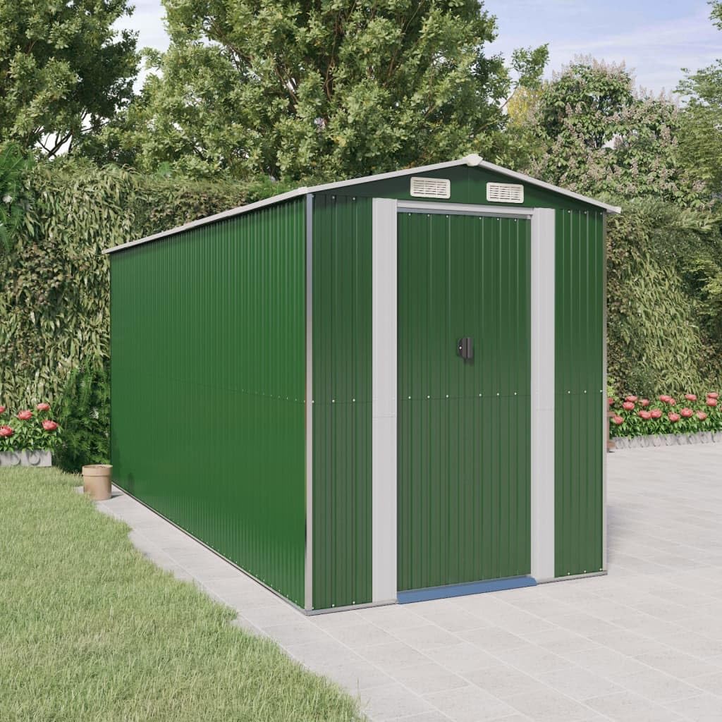 Générique Abri de Jardin Vert 192x440x223 cm Acier galvanisé,Maison & Jardin,Pelouses & Jardins,Vie en extérieur,Structures extérieures,Cabanes & abris de Jardin,3147430
