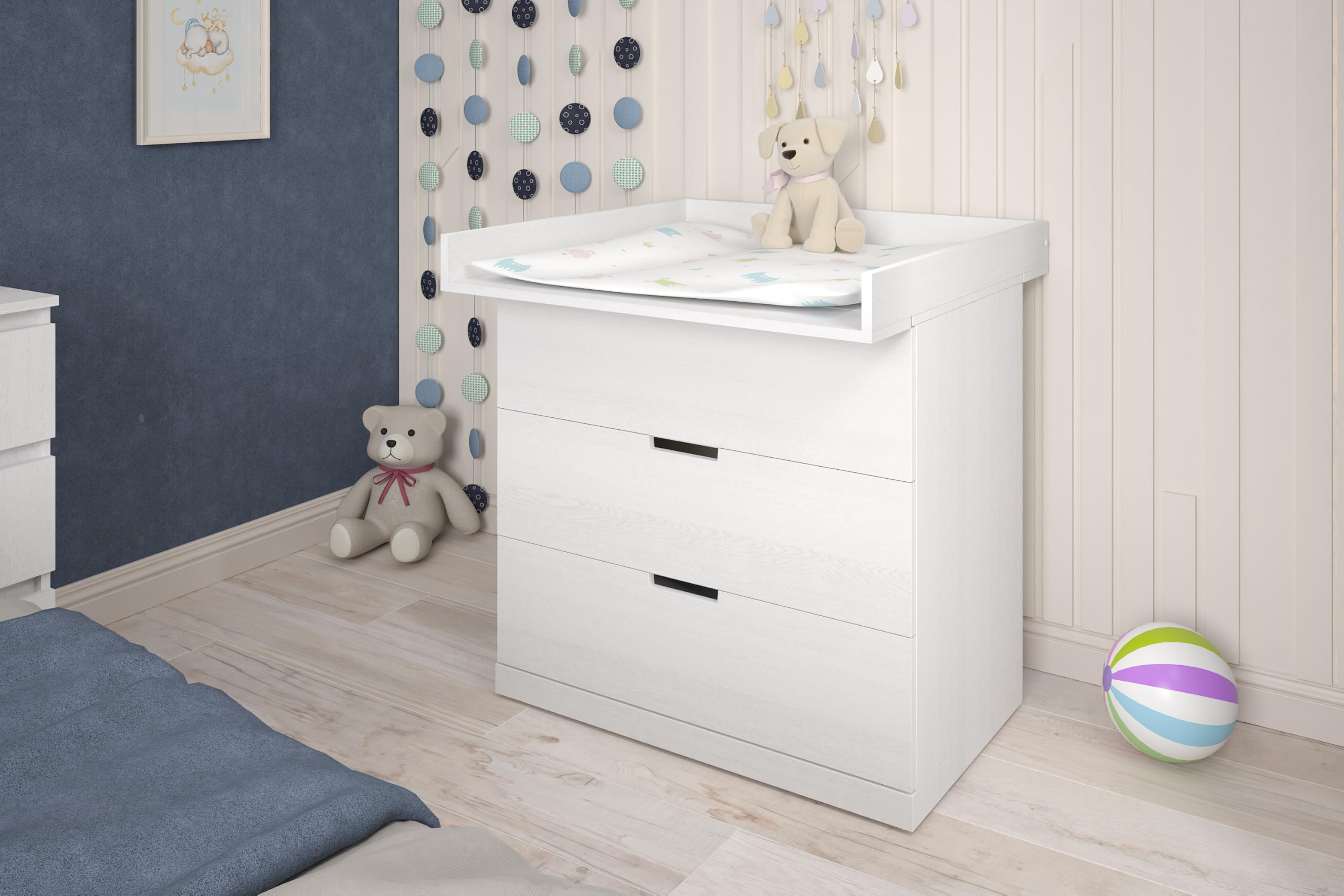 Shefa Kids 801 Universal Wickelaufsatz kompatibel mit Kommoden Malm, Hemnes und Nordli Serie, weiß