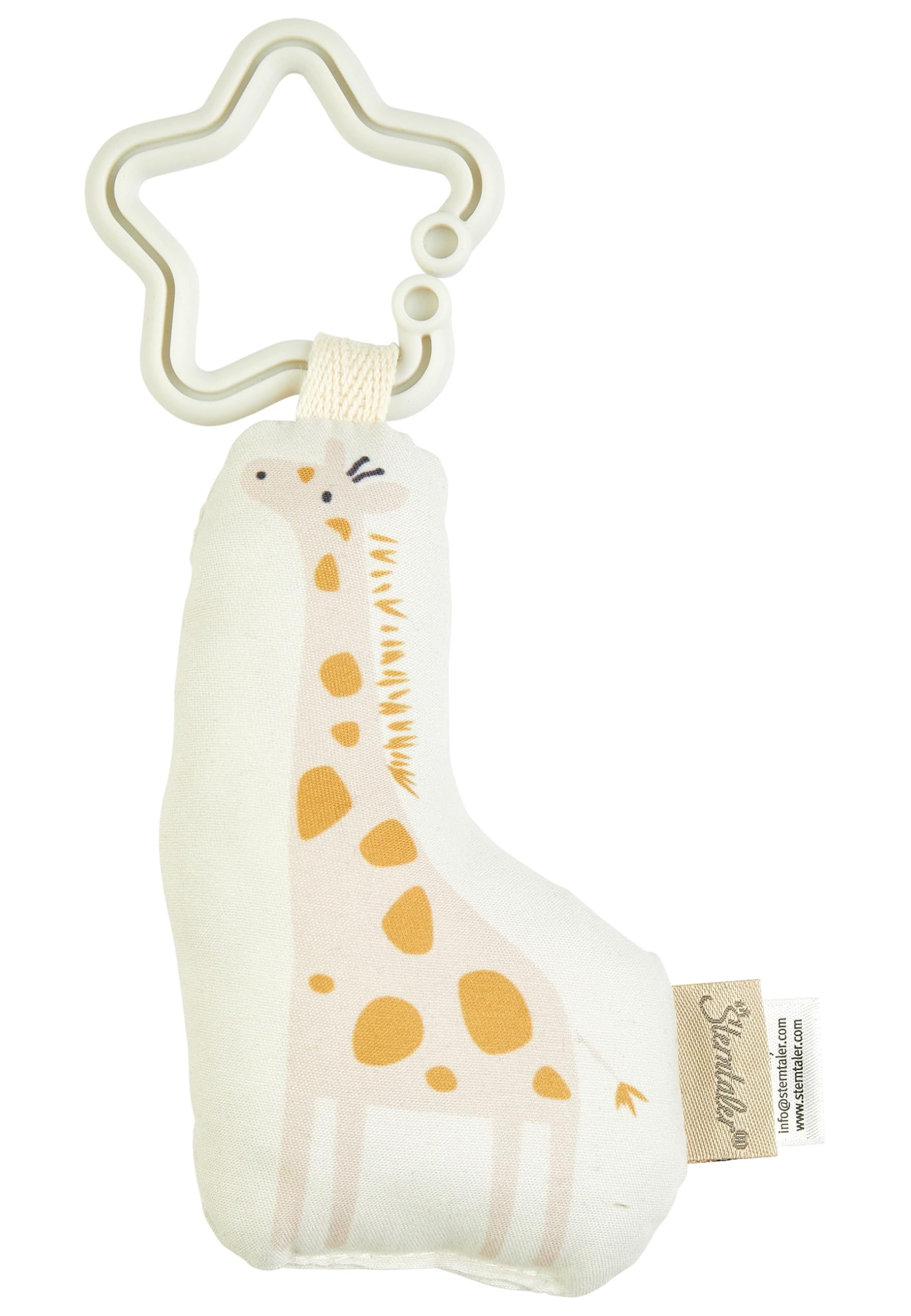 Sterntaler Spielbogen Giraffe & Löwe – weiche Spieldecke mit Druckmotiv – abnehmbare Spielfiguren mit Knisterpapier, Rassel & Quietsche – Baby Activity Decke, ab Geburt - 80x80 cm, ecru