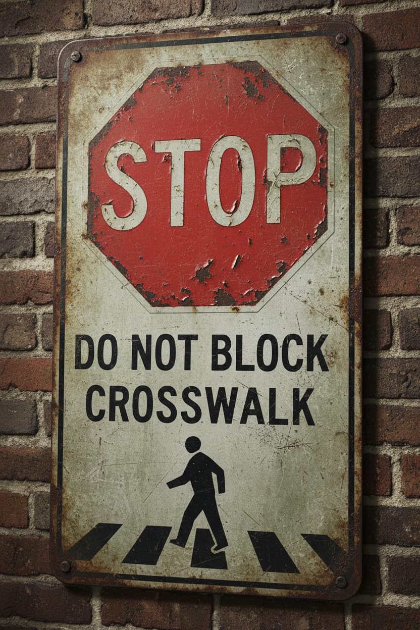 Wall Decor Stop Do Not Block Crosswalk Sign. 8x12Inch Metal. Vintage Signs Aluminum Plates Printed