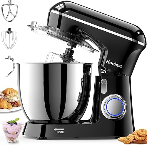 Honinst Küchenmaschine Knetmaschine, 10 P Stufen Teigknetmaschine, 1400W Teigmas
