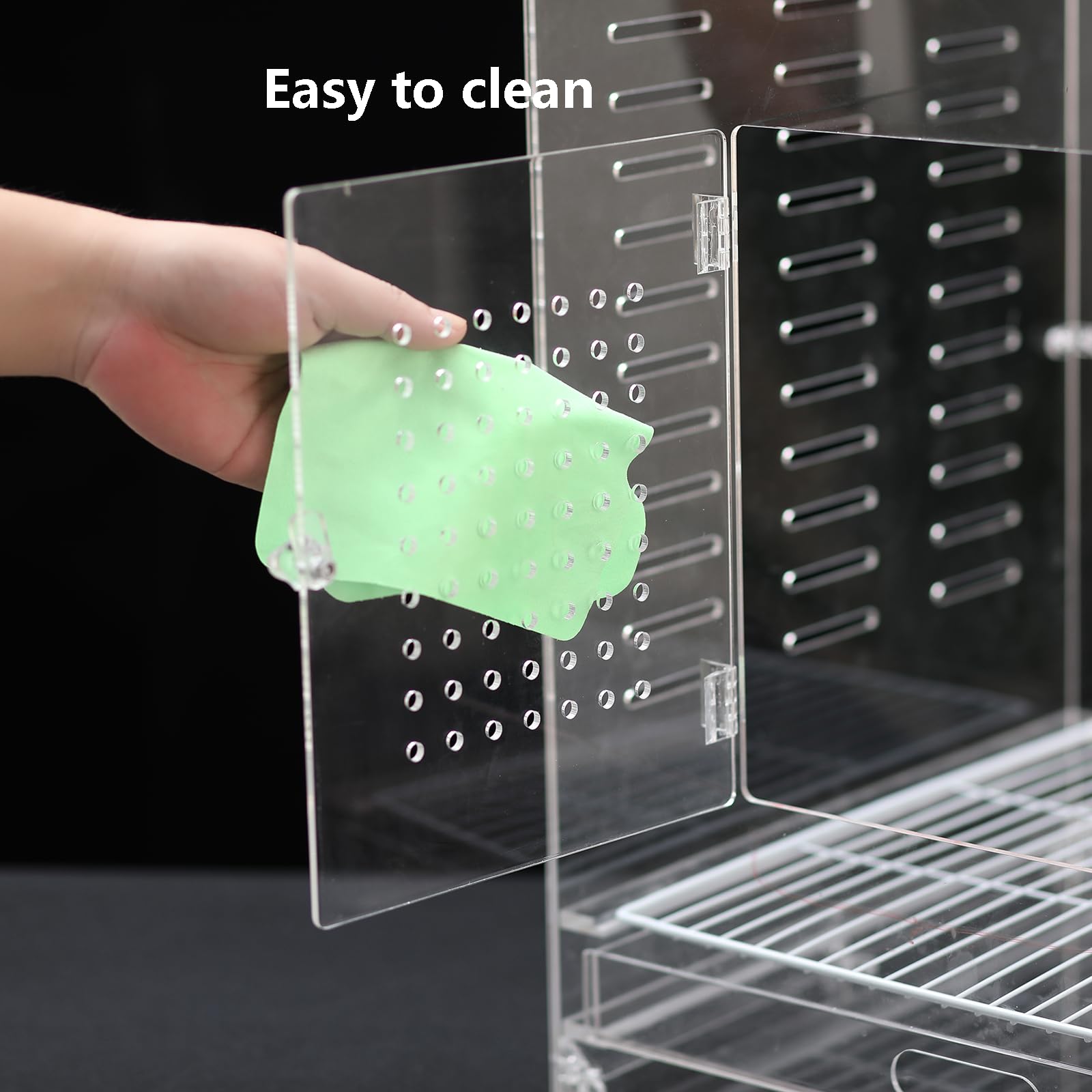 Clear Acrylic Bird Cage for Small Birds, Transparent Display Habitat for Canary, Parakeet - Easy to Clean & Assemble (9x12x15in) - image 4