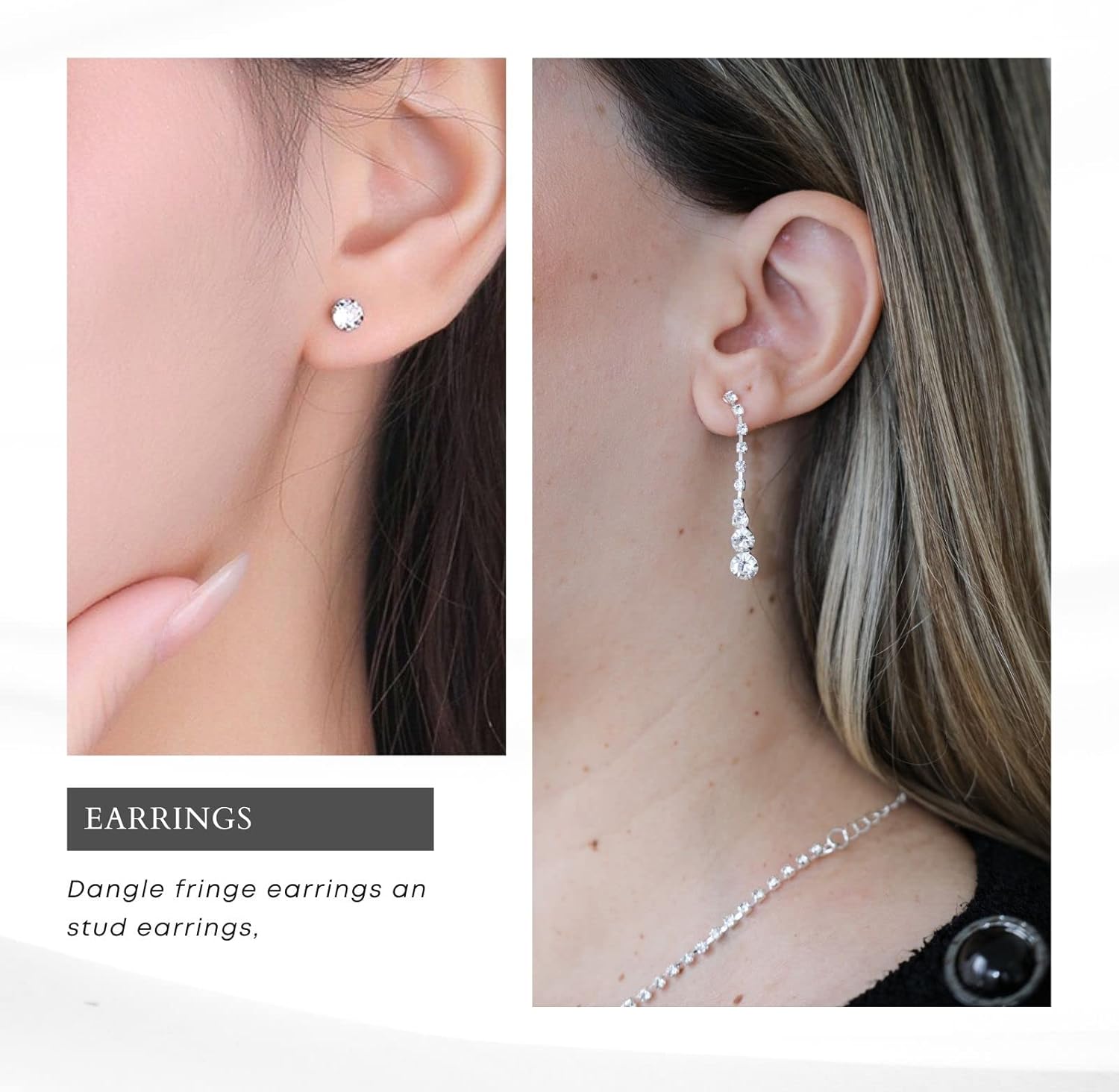 FABMODE 6 Pcs Silver Evening Clutch Purse for Wome with Rhinestone Jewelry Set - Perfect for Weddings, Proms, Parties, and Ideal Gift for Christmas or Birthday - Image 6