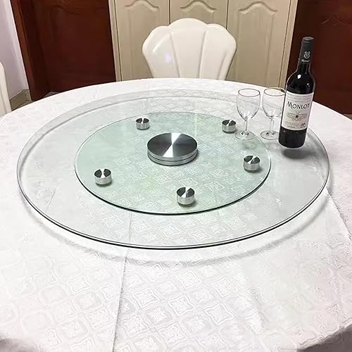Miniatura 10 de Glass Lazy Susan de vidrio de 31 pulgadas para mesa de comedor, centro de mesa giratorio con sistema de asistencia giratoria y bandeja giratoria