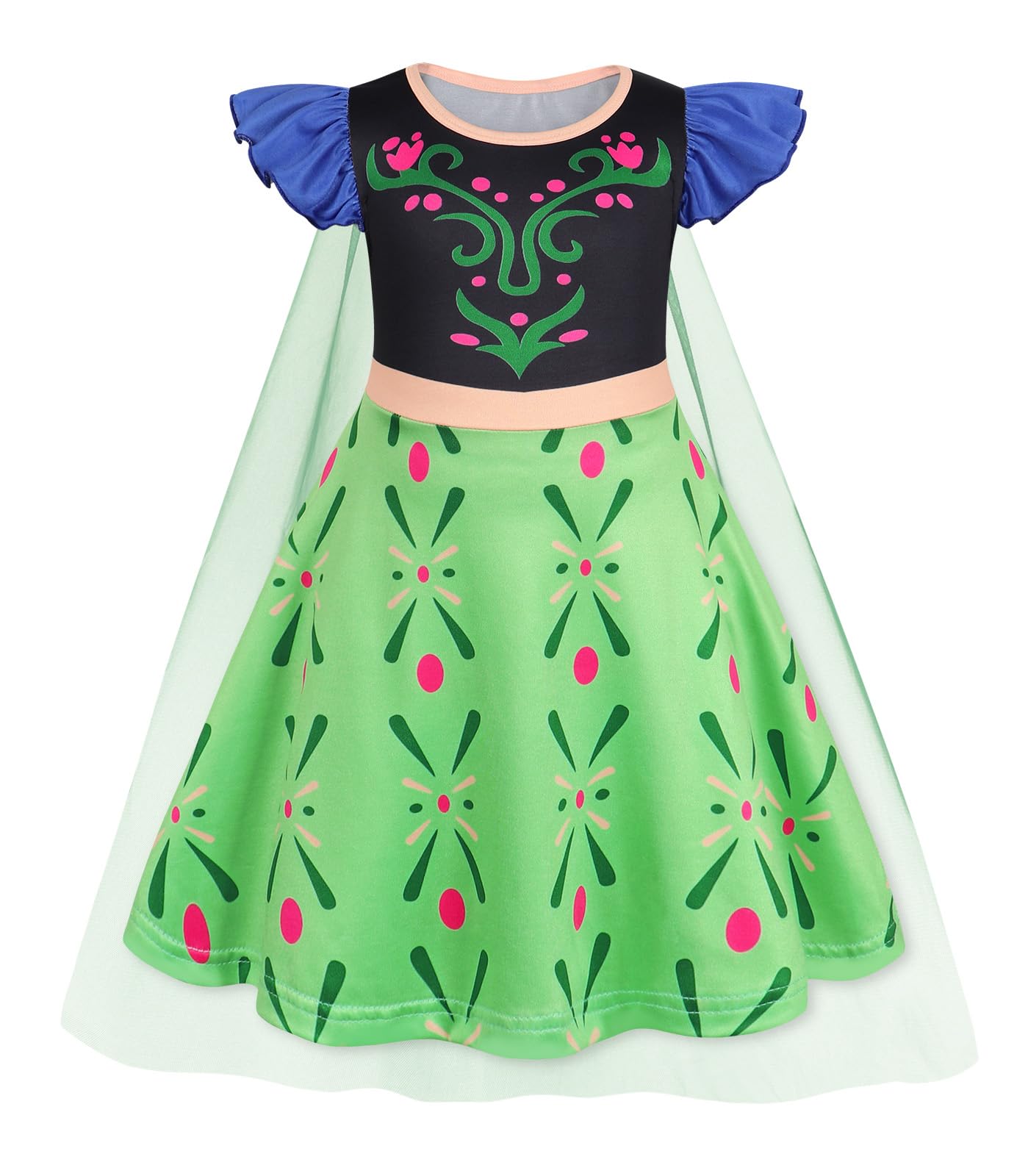 AmzBarley Princess Costume Kids Halloween Dress Up for Girls Toddler Outfit Birthday Party Clothes with Cape 1-10 Years — view 20