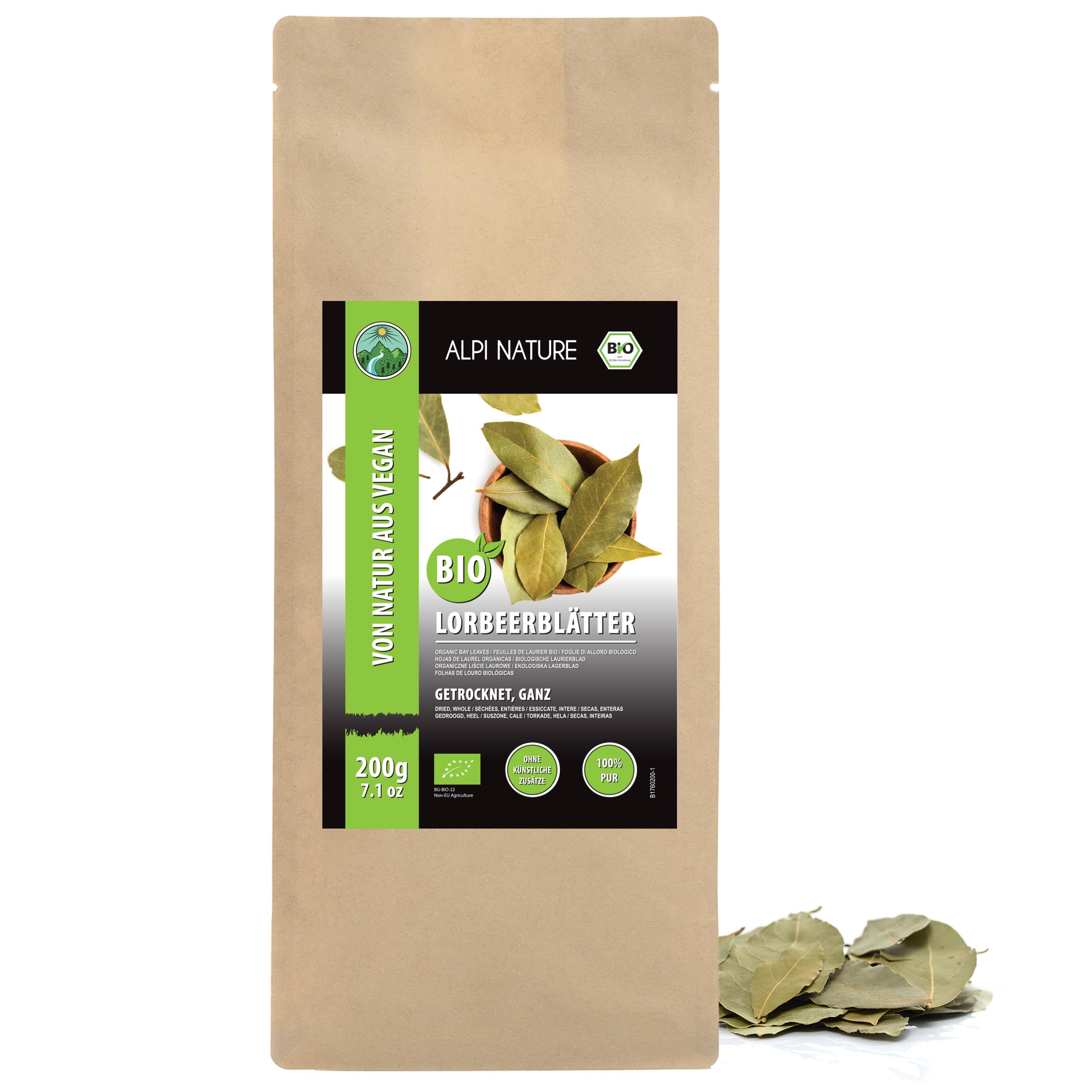 Alpi Nature Feuilles de Laurier BIO 200g, Feuilles Entières Séchées, Épice de Laurier pour la Cuisine