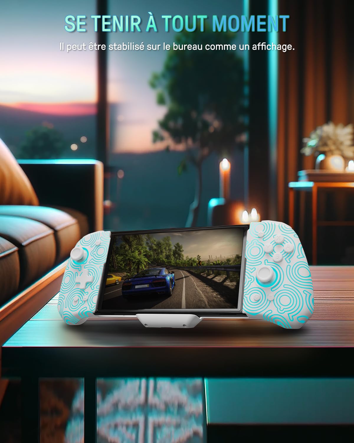 PALPOW Manette lumineuse Switch – Compatible Switch/OLED, design ergonomique, Joypad intégré, Turbo, Mapping, LED 7 couleurs – Blanc