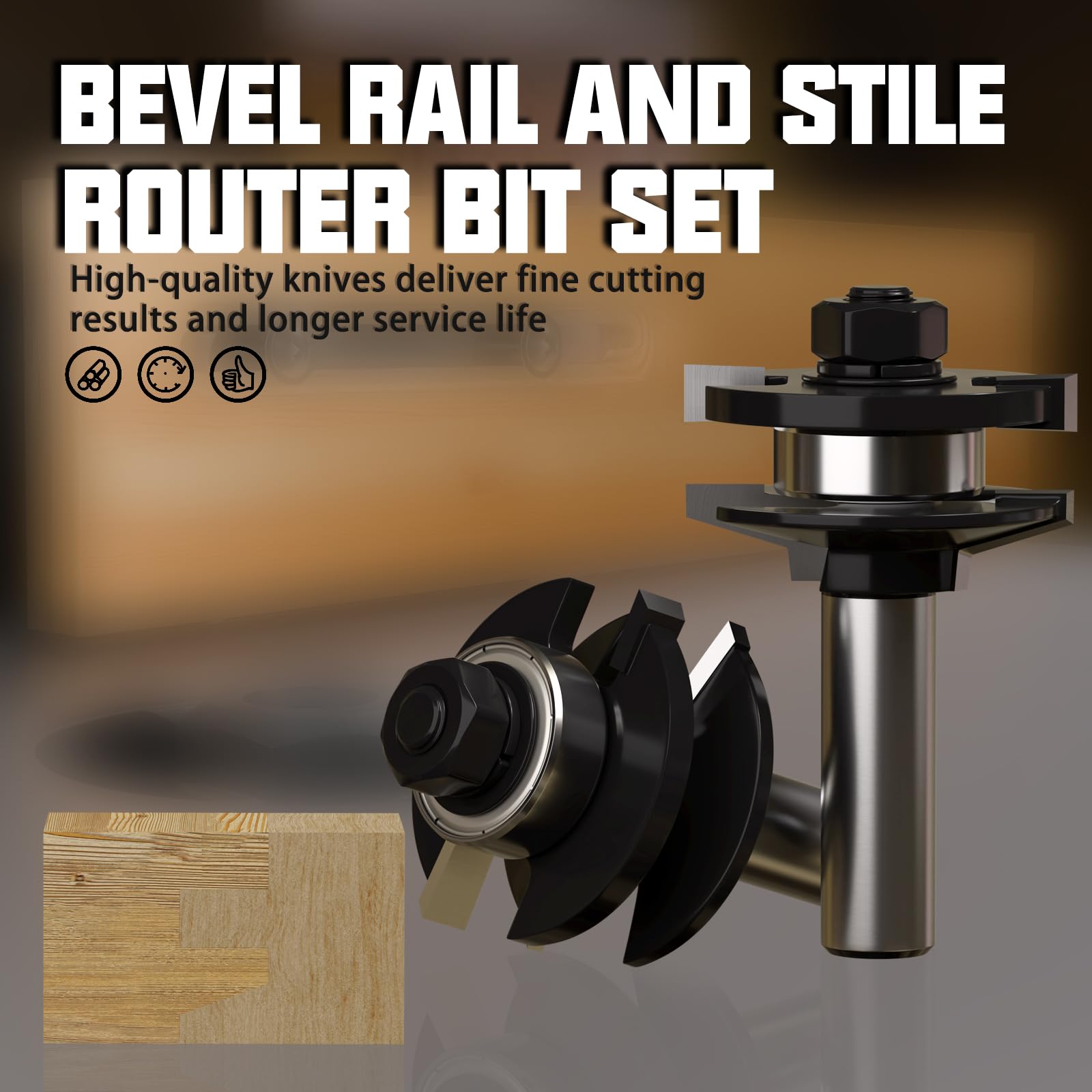 Bevel Style Router Bits 2-Piece Bevel Rail And Stile Router Bit Set | 1 ...
