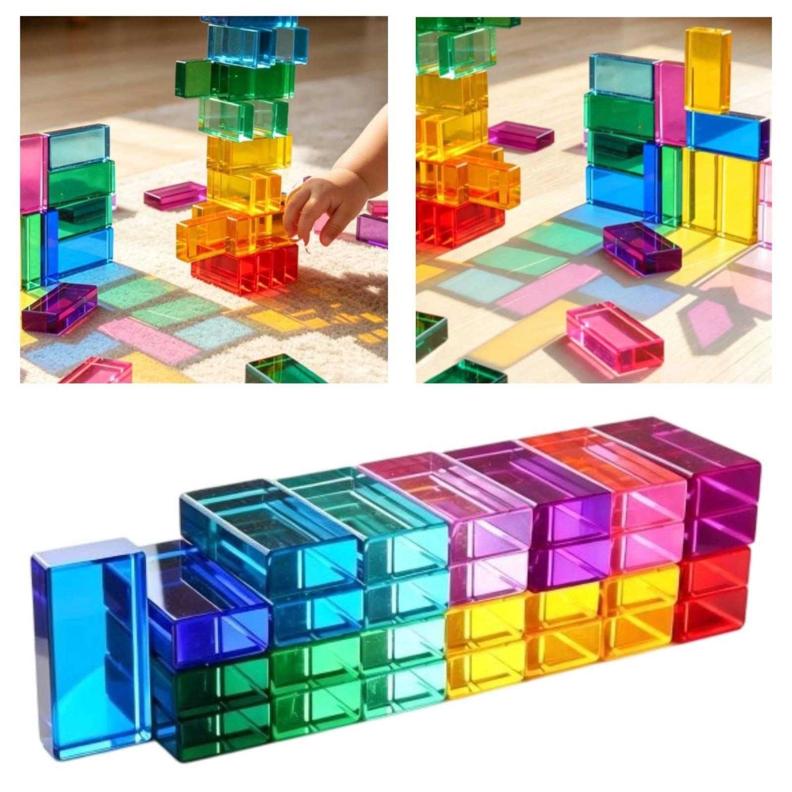 Sharplace 30 Bloques, Juguetes educativos, Mesa apilable Rectangular translúcida, Juguete Entrenamiento sensorial para niños y niñas.