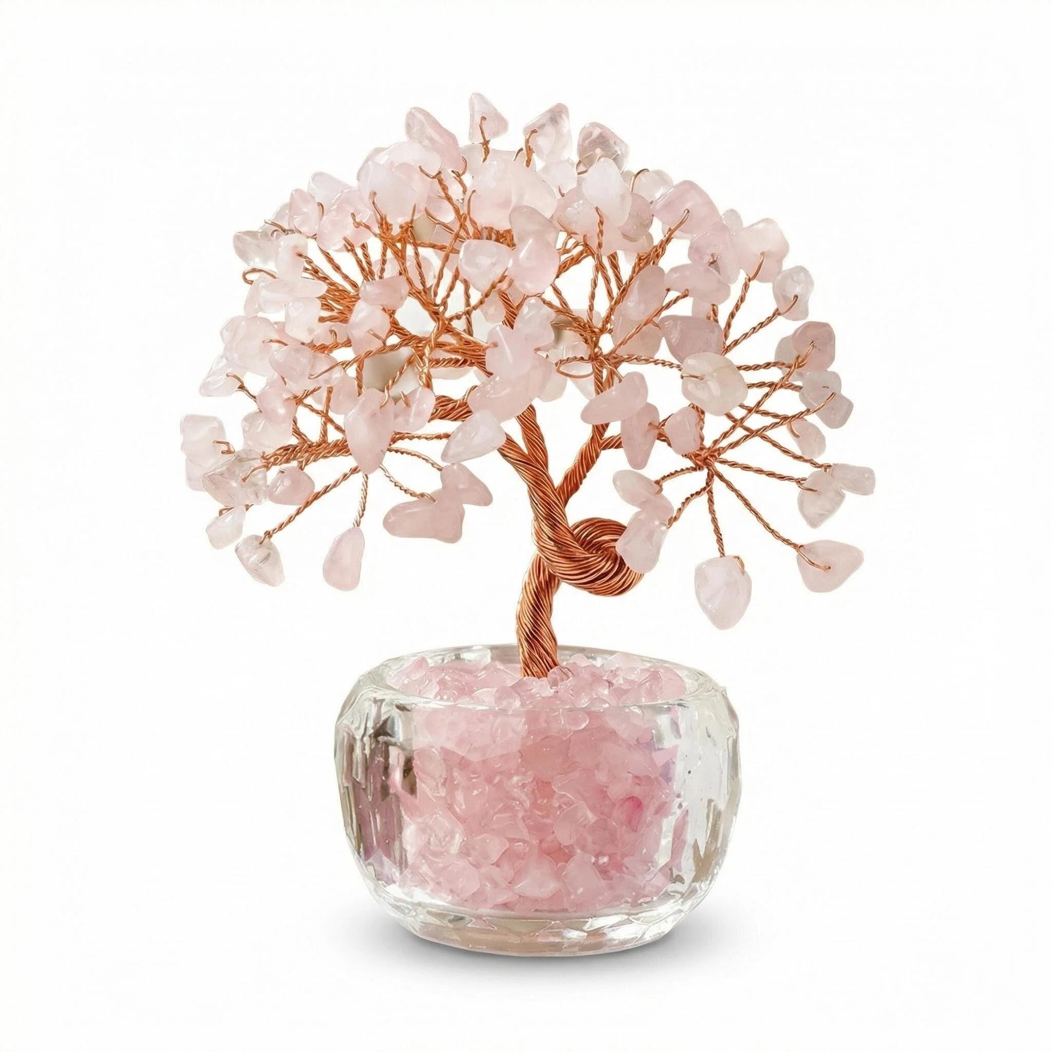 SiumPklay Handmade Pink Crystal Tree of Life crystal tree gifts for love and Good Luck Positive Energy Home Office Desk Decor Unique Crystal Gifts for Women