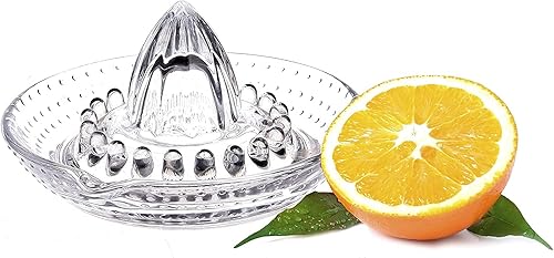 WisyLLC Exprimidor de limón naranja cítrico, exprimidor manual manual con vidrio y con mango y boquilla de vertido vidrio pesado para resistencia a