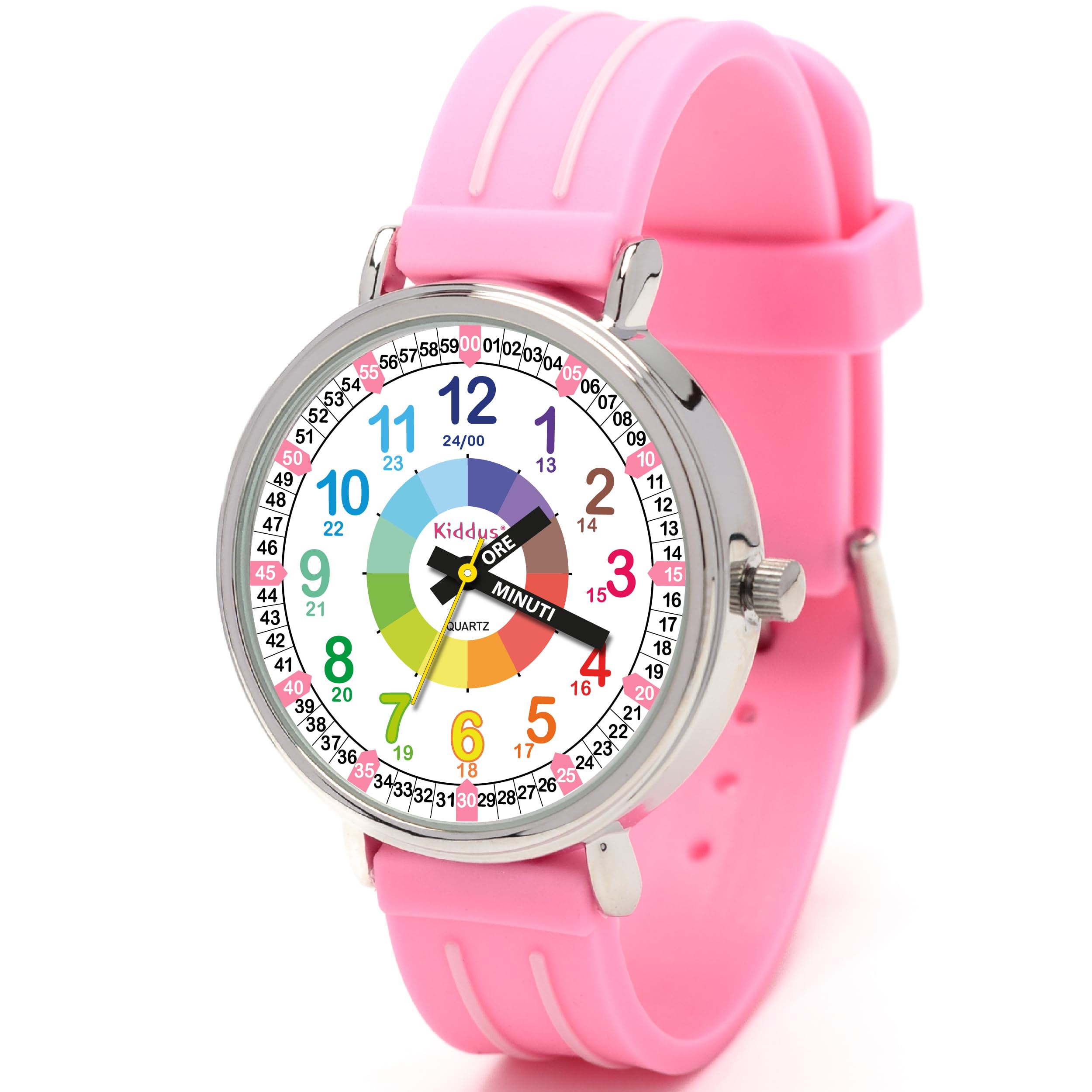 Kiddus Montre Bracelet Éducative pour Enfants, garçon. Time Teacher Analogique avec Exercices. Facile d’Apprendre à Lire l’Heure