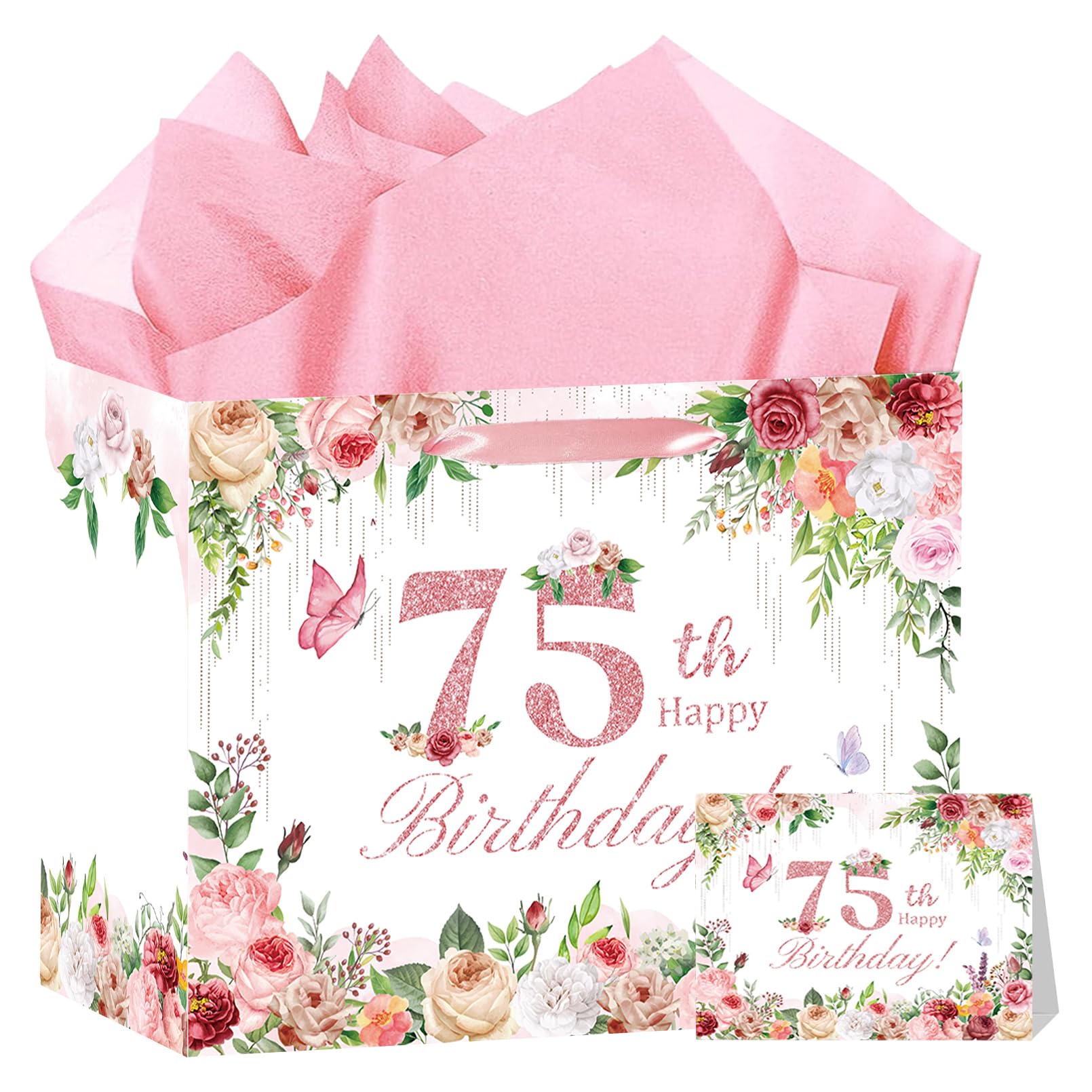 HSKMAKE 75 birthday pink gift bag
