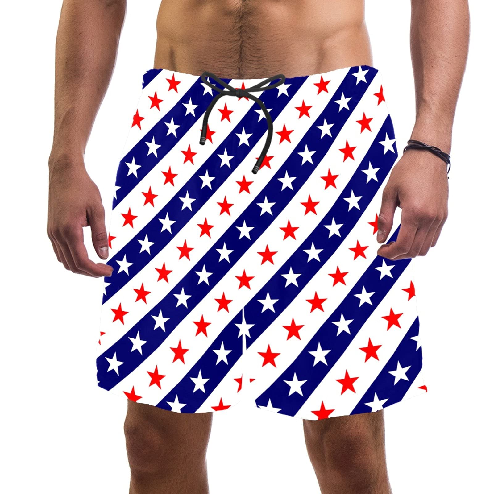 Short de bain pour homme avec doublure maille drapeau américain M