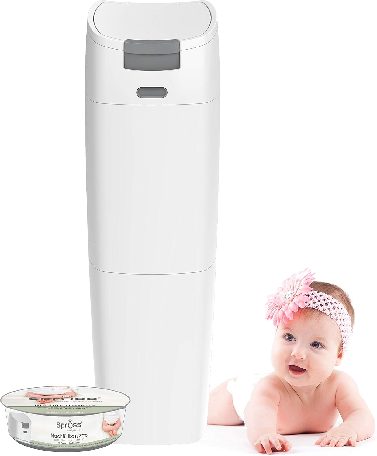 Poubelle Anti Odeur Systeme Inodore Avec Manipulation Dune Seule Main Spross Poubelle A Couche De Bebe Avec Cassette De Recharge Poubelles A Couches Et Seaux A Langer Poubelles A Couches Et Recharges