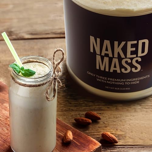 Vista 8 de Polvo de proteína natural para ganar masa muscular Naked Mass, 8 libras a granel, sin OMG, sin gluten, sin soya Sin Ingredientes Artificiales, 1250
