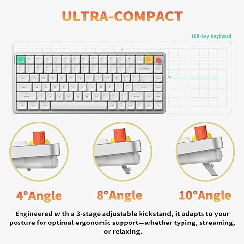 Miniatura 7 de nuphy Air75 V3 Teclado mecánico inalámbrico intercambiable en caliente, 84 teclas, 75% teclado de perfil bajo personalizado con perilla,