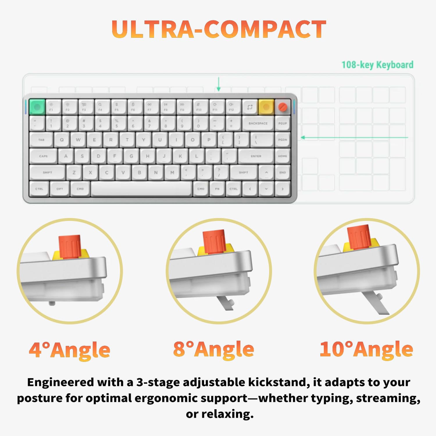 nuphy Air75 V3 Tastiera meccanica wireless sostituibile a caldo, 84 tasti, 75% tastiera a basso profilo personalizzata con manopola, retroilluminazione RGB, assemblata a giunto, compatibile con
