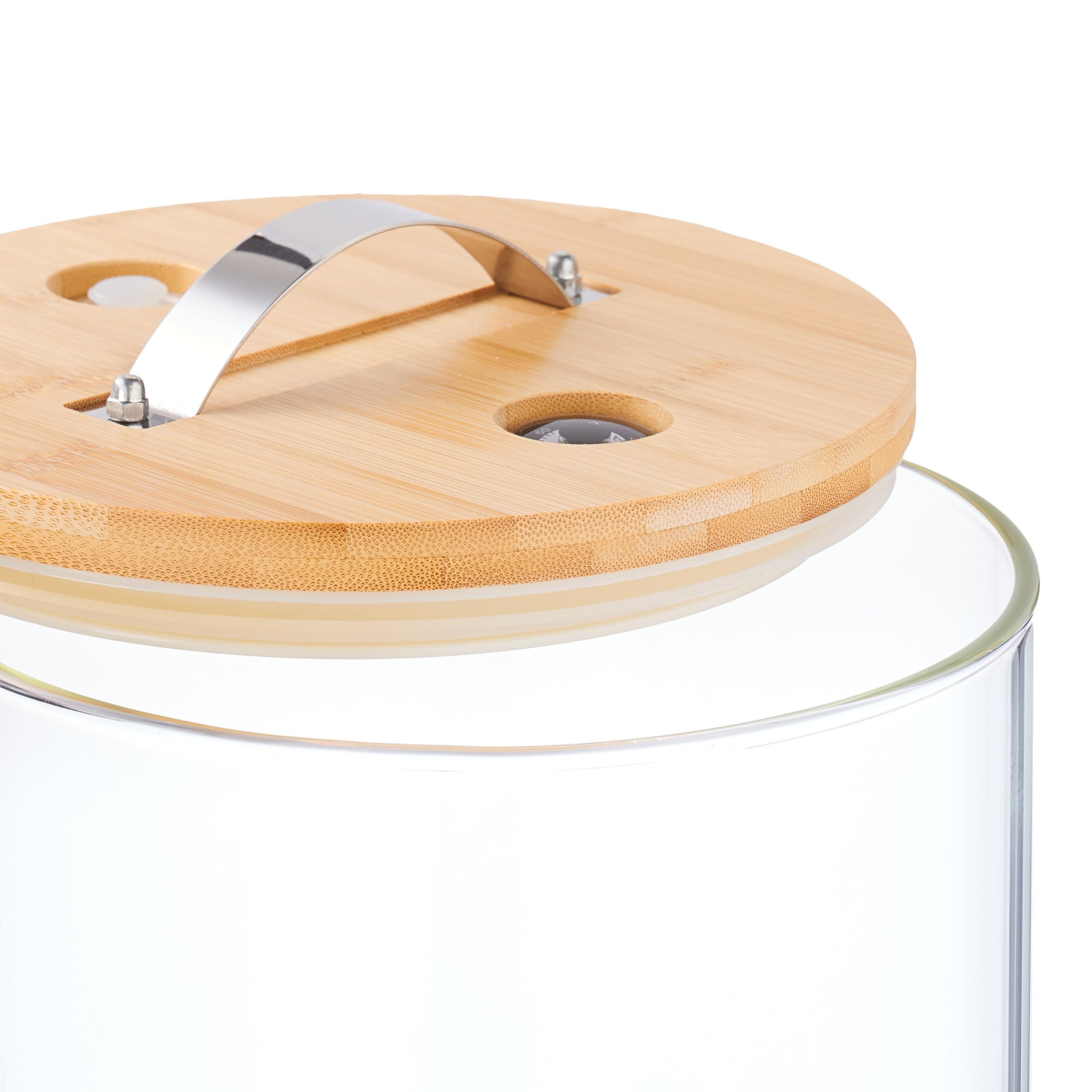 Relaxdays Dispenser in Vetro per Bevande Fredde e Calde, Erogatore Bibite da 5 L, con Rubinetto e Coperchio in bambù