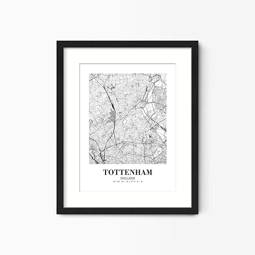 Miniatura 4 de 11 x 14 sin marco Tottenham Inglaterra vista de la ciudad abstracta camino moderno mapa arte impresión póster pared oficina decoración del hogar