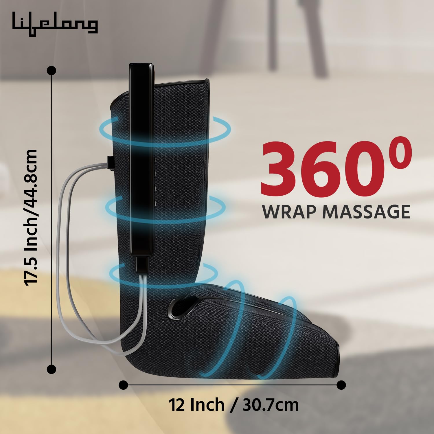 Lifelong Llm522 Multifunctional Rechargeable Air Pressure Massager-For Calves|Air Compression Massager|With Heat & Vibration|Foot, Calf, Leg & Arm Massager For Pain Relief (1 Year Warranty, Black) 2