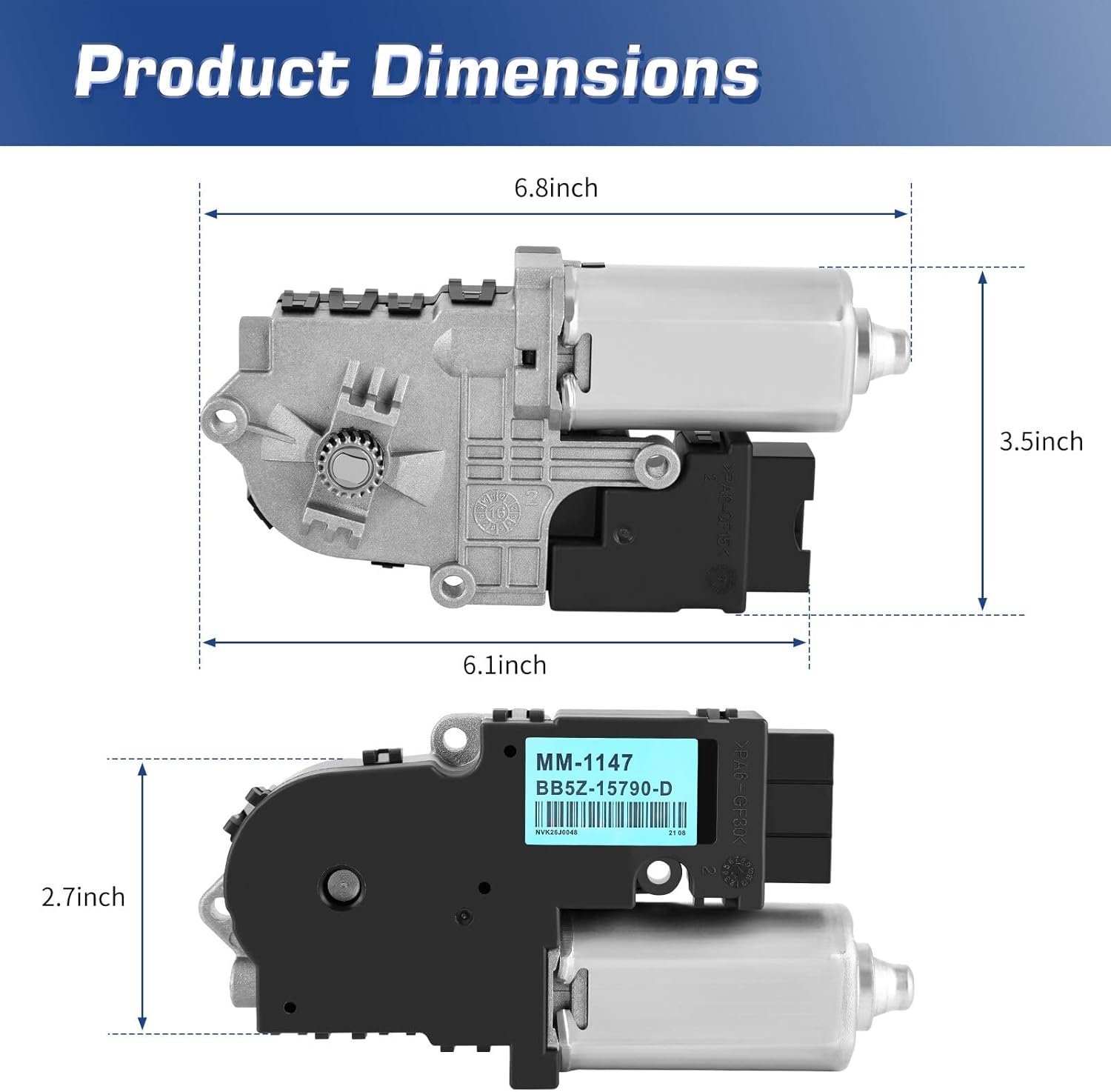 BB5Z15790A, Sunroof Motor Compatible with Ford Explorer Sport Utility 2011-2017, Moonroof Motor Replaces BB53-15B689-AB BB5Z15790D, Premium Durability, Effortless Installation