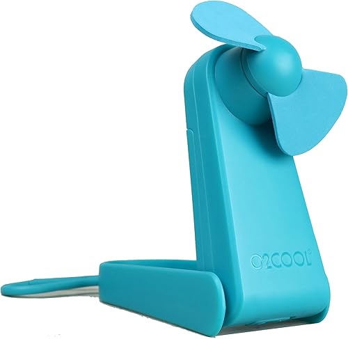 O2COOL Ventilador de escritorio y bolsillo de batería personal - Clip de mosquetón - Soporte abatible - Silencioso - Cuchillas de espuma - Verde