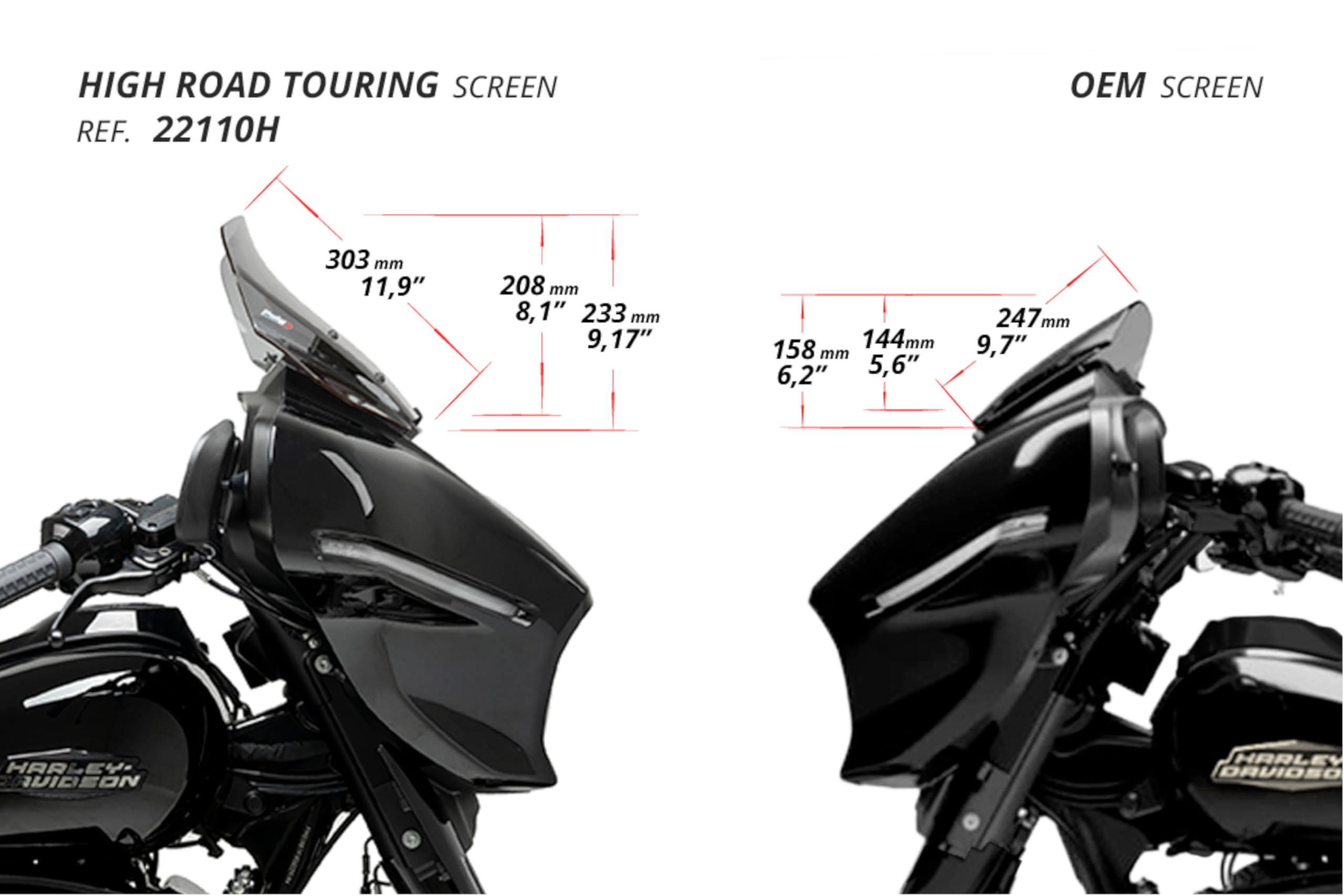 Puig 22110F High-Road Touring przednia szyba – maksymalna ochrona aerodynamiczna i komfort dla Harley Davidson, ciemnoprzydymiona